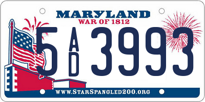 MD license plate 5AD3993