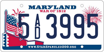 MD license plate 5AD3995