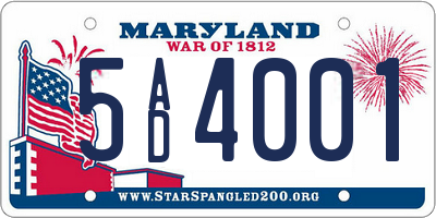 MD license plate 5AD4001