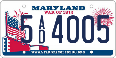 MD license plate 5AD4005