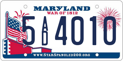 MD license plate 5AD4010