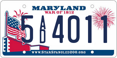 MD license plate 5AD4011