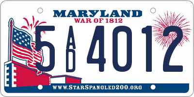 MD license plate 5AD4012