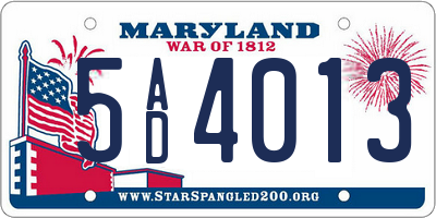 MD license plate 5AD4013