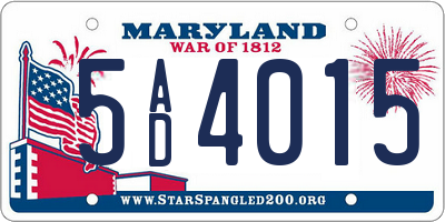 MD license plate 5AD4015