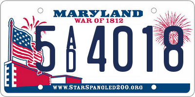 MD license plate 5AD4018