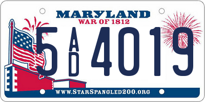 MD license plate 5AD4019