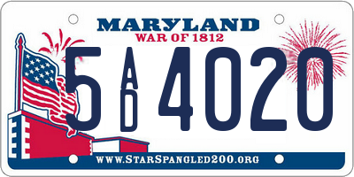 MD license plate 5AD4020