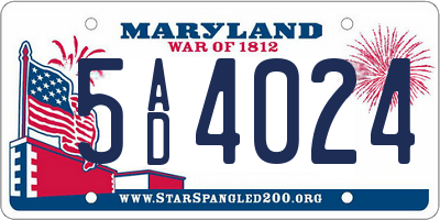 MD license plate 5AD4024