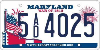 MD license plate 5AD4025