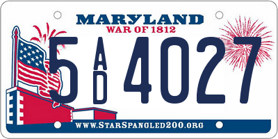 MD license plate 5AD4027