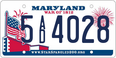 MD license plate 5AD4028