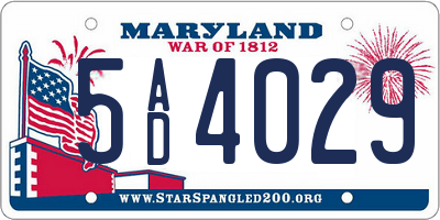 MD license plate 5AD4029