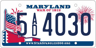 MD license plate 5AD4030