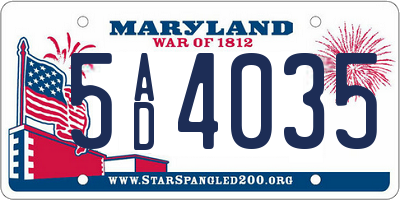MD license plate 5AD4035