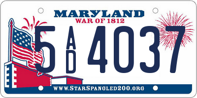 MD license plate 5AD4037