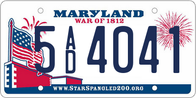 MD license plate 5AD4041