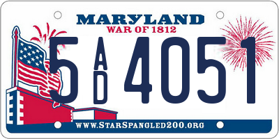 MD license plate 5AD4051