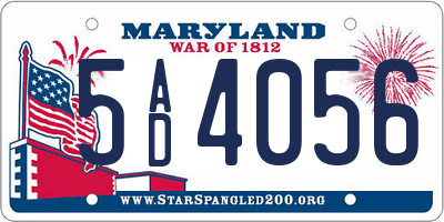 MD license plate 5AD4056