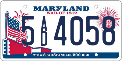 MD license plate 5AD4058