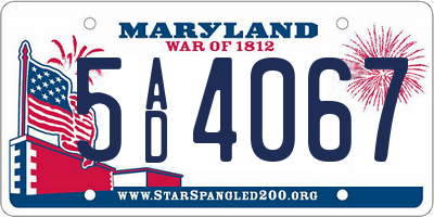 MD license plate 5AD4067