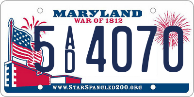 MD license plate 5AD4070