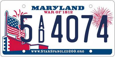 MD license plate 5AD4074