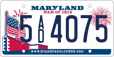 MD license plate 5AD4075