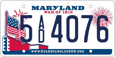 MD license plate 5AD4076