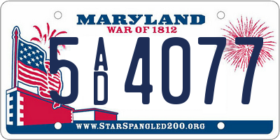 MD license plate 5AD4077