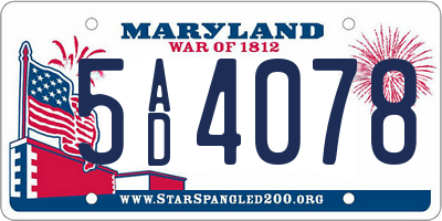 MD license plate 5AD4078