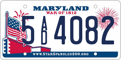 MD license plate 5AD4082