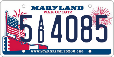 MD license plate 5AD4085