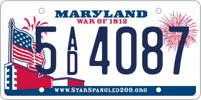 MD license plate 5AD4087