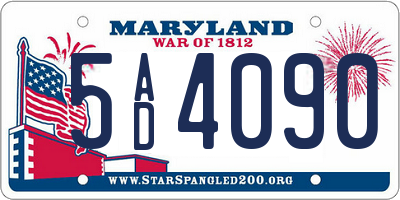 MD license plate 5AD4090