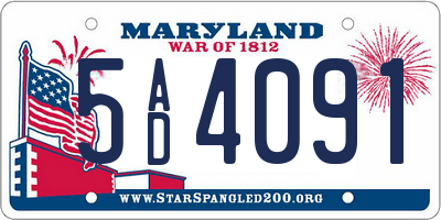 MD license plate 5AD4091