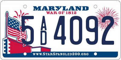 MD license plate 5AD4092