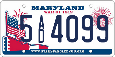 MD license plate 5AD4099