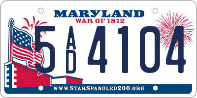 MD license plate 5AD4104