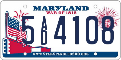 MD license plate 5AD4108