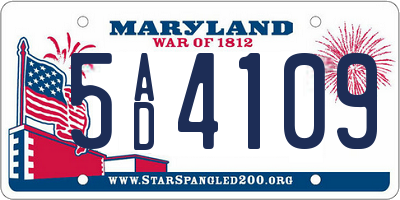 MD license plate 5AD4109