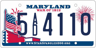 MD license plate 5AD4110