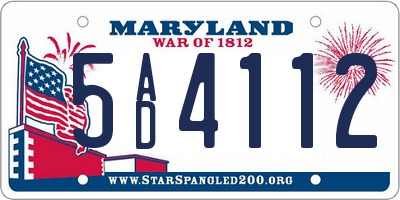 MD license plate 5AD4112