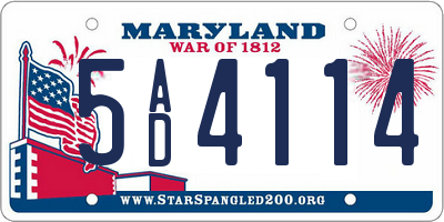 MD license plate 5AD4114