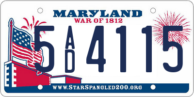 MD license plate 5AD4115