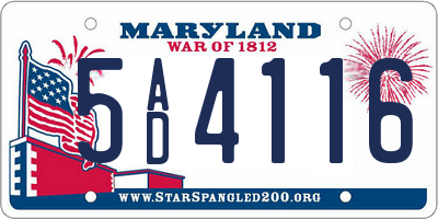 MD license plate 5AD4116