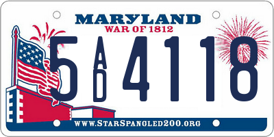 MD license plate 5AD4118