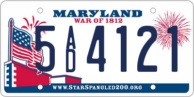 MD license plate 5AD4121