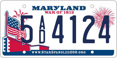MD license plate 5AD4124