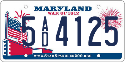 MD license plate 5AD4125